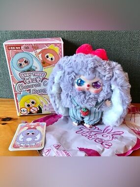 BB3 BABY THREE Macaron Cute Purple Taro Bunny Rabbit Outfit Plush Hanger Toy